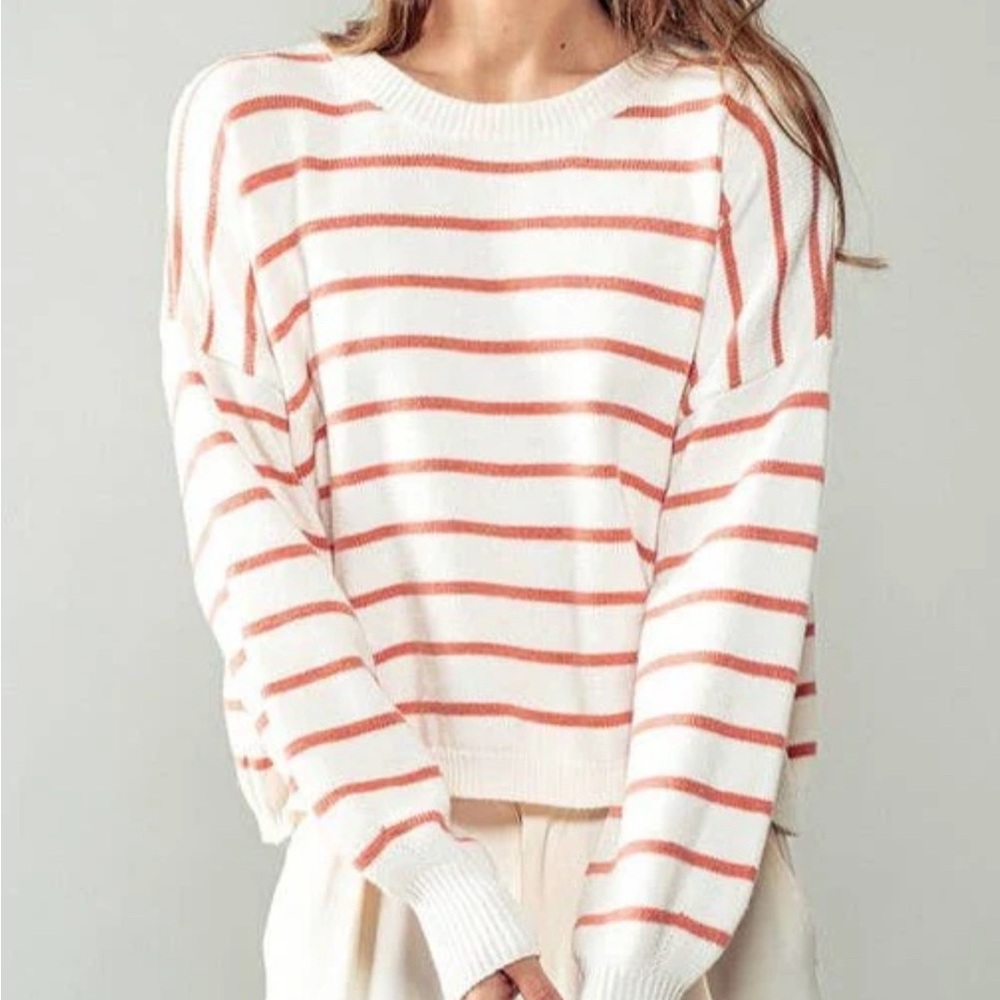Lightweight Dolman Sleeve Striped Sweater